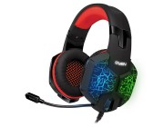 SVEN AP-U988MV, Gaming Headphones with microphone, sound 7.1, 7 colors dynamic backlight, Non-tangling cable with fabric braid, Cable length: 2.2m, USB, Black/Red