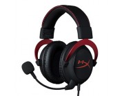 Headset  HyperX Cloud II, Red, Solid aluminium build, Microphone: detachable, USB Surround Sound 7.1, Frequency response: 15Hz–25,000 Hz, Cable length:1m+2m extension, 3.5 jack, Pure Hi-Fi capable, Braided cable, Mesh bag