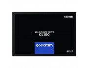 2.5 SSD 120GB  GOODRAM CL100 Gen.3, SATAIII, Sequential Reads: 485 MB/s, Sequential Writes: 380 MB/s, Thickness- 7mm, Controller Marvell 88NV1120, 3D NAND TLC