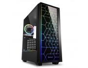 Sharkoon RGB LIT 100  ATX Case, with Side&Front Panel of Tempered Glass, without PSU, Illuminated Front Panel, Pre-Installed Fans: Front 1x120mm, Rear 1x120mm A-RGB LED, 2xARGB LED Strip, ARGB Controller, 2x3.5 - /6x2.5 - , 2xUSB3.0, 1xUSB2.0, 1xHeadphone