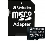 128GB microSD Class10 A1 UHS-I + SD adapter  Verbatim Premium microSDXC, 600x, Up to: 90MB/s