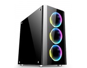 XILENCE  - XG115 -  (X502) Xilent Blade  ATX Case, with Side-Window, Tempered Glass Side, without PSU, A-RGB FAN control board, Front: 3x120mm A -RGB fans pre-installed, 1xUSB3.0, 2xUSB2.0, HD Audio (Microphone + Audio), Custom Space for Logo, Black