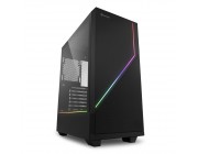 Sharkoon RGB FLOW  ATX Case, with Side Panel of Tempered Glass, without PSU, Tool-free, Illuminated Front Panel, Pre-Installed Fans: Front 1x120mm, 2x ARGB LED Strips, ARGB Controller, 2x3.5 - /6x2.5 - , 2xUSB3.0, 1xUSB2.0, 1xHeadphones, 1xMic, HDD/SSD Ca