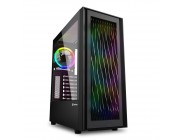 Sharkoon RGB WAVE  ATX Case, with Side Panel of Tempered Glass, without PSU, 3D Wave Design Front Panel, Pre-Installed Fans: Front 3x120mm A-RGB Ring LED, Rear 1x120mm A-RGB Ring LED, ARGB Controller, 2x3.5 - /5x2.5 - , 1xTypeC, 2xUSB3.0, 1xHeadphones, 1x