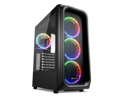 Sharkoon TK5M RGB ATX Case, with Side Panel of Tempered Glass, without PSU, Tool-free, Mesh Front Panel, Pre-Installed Fans: Front 3x120mm A-RGB LED, Rear 1x120mm A-RGB LED, ARGB Controller, 1xTypeC, 2xUSB3.0, 1xHeadphones, 1xMic, Top&Front Magnetic dust 