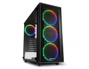 Sharkoon TG4M RGB ATX Case, with Side Panel of Tempered Glass, without PSU, Mesh Front Panel, Tool-free, Pre-Installed Fans: Front 3x120mm A-RGB Ring LED, Rear 1x120mm A-RGB Ring LED, ARGB Controller, 2x3.5 - /4x2.5 - , 2xUSB3.0, 1xHeadphones, 1xMic, Bott