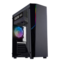 HPC P-02  ATX Case, (650W, 24 pin, 1x 8pin(4+4), 2x PCI-E 8pin(6+2), 2x IDE, 4x SATA, 12cm red fan),  Acrylic left side panel, 1xUSB3.0, 2xUSB2.0 / HD Audio, Black