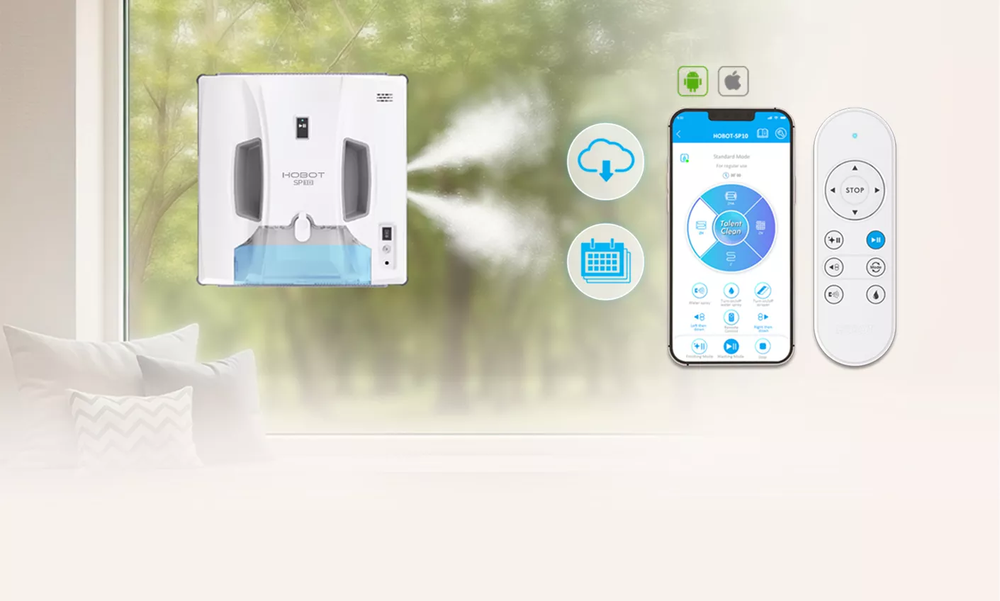 Control comod HOBOT-SP10 cu telecomandă pentru utilizare acasă
