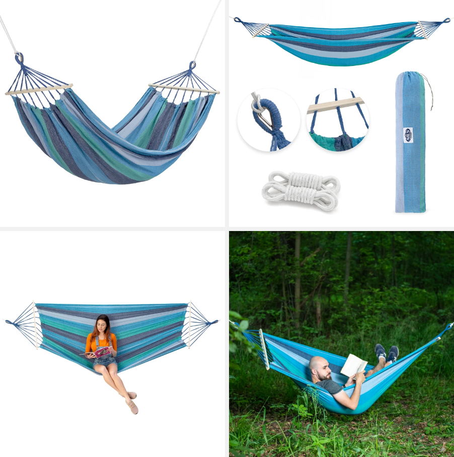 NC9004 Abisal BLUE- DARK BLUE HAMMOCK WITH 70CM WOODEN BEAM AND METAL