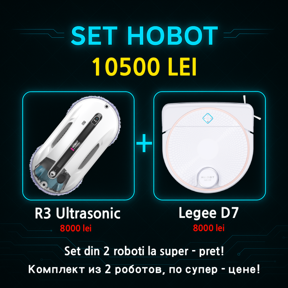 hobot r3 ultrasonic moldova, hobot legee d7 chișinău, robot geamuri hobot promo, robot mop hobot moldova, set hobot reducere, hobot ofertă chișinău