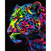 Pictură pe numere 40*50 сm (pânză neagră/fără cutie) – Leopard colorat Pictură pe numere 40*50 сm (pânză neagră/fără cutie) – Leopard colorat