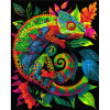 Pictură pe numere 40*50 сm (pânză neagră/fără cutie) – Cameleon neon Pictură pe numere 40*50 сm (pânză neagră/fără cutie) – Cameleon neon