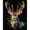 Pictură pe numere 40*50 сm (pânză neagră/fără cutie) – Cerb multicolor