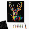 Pictură pe numere 40*50 сm (pânză neagră/fără cutie) – Cerb multicolor