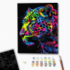Pictură pe numere 40*50 сm (pânză neagră/fără cutie) – Leopard colorat Pictură pe numere 40*50 сm (pânză neagră/fără cutie) – Leopard colorat