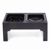 Set 2 boluri din otel inoxidabil pentru caine si pisica, Jumi, pe suport pliabil, Negru Set 2 boluri din otel inoxidabil pentru caine si pisica, Jumi, pe suport pliabil, Negru