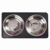 Set 2 boluri din otel inoxidabil pentru caine si pisica, Jumi, pe suport pliabil, Gri Set 2 boluri din otel inoxidabil pentru caine si pisica, Jumi, pe suport pliabil, Gri