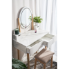 Masa de toaleta cu taburet si oglinda ovala cu lumina LED, JUMI, 140x80x40cm, Alb/Bej CM-920439
