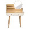Masa de toaleta Scandi cu oglinda rotundă (40 cm), 120×80×40 cm, Oak Artisan/Alb CM-891937