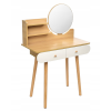 Masa de toaleta Scandi cu oglinda rotundă (40 cm), 120×80×40 cm, Oak Artisan/Alb CM-891937