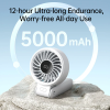 Ventilator portabil de mina JISULIFE 7, autonomie 3.5-19h, baterie 5000mAh, 5 viteze,Gri deschis