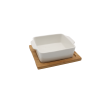 Bol dreptunghiular ceramic pe suport din bambus, 14 x 14/4.5 cm, Eurogold