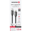 Cablul de date SWISSTEN TEXTILE USB-C / LIGHTNING MFi 1.2M Negru