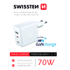 Универсальное домашнее зарядное устройство SWISSTEN GaN 2x USB-C + 1x USB 70W Белое Универсальное домашнее зарядное устройство SWISSTEN GaN 2x USB-C + 1x USB 70W Белое