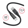 Cablul de date SWISSTEN SOFT SILICONE USB / USB-C 1.5M 60W Negru