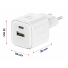 Сетевое зарядное устройство SWISSTEN GaN 1x USB-C 20W PD + 1x USB-A 18W QC Белое Сетевое зарядное устройство SWISSTEN GaN 1x USB-C 20W PD + 1x USB-A 18W QC Белое