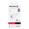 Универсальное домашнее зарядное устройство SWISSTEN GaN 1x USB-C 35W PD + 1x USB-A 27W QC Белое Универсальное домашнее зарядное устройство SWISSTEN GaN 1x USB-C 35W PD + 1x USB-A 27W QC Белое