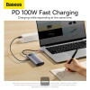 Stație de andocare Baseus Metal Gleam 6-in-1 USB Type-C la 3xUSB 3.0, 1 x PD 100W, 1 x Cititor de carduri SD, 1 x Cititor de carduri TF Gri, WKWG030213 Stație de andocare Baseus Metal Gleam 6-in-1 USB Type-C la 3xUSB 3.0, 1 x PD 100W, 1 x Cititor de carduri SD, 1 x Cititor de carduri TF Gri, WKWG030213
