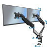 Кронштейн для монитора 2 10"-27" Esperanza MACHE ERW020, Регулируемый кронштейн для крепления дисплея на столе, Газовая пружина Макс. нагрузка: 2x6 кг, VESA Кронштейн для монитора 2 10