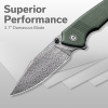 Cuțit pliabil, CIVIVI, Tranquil C23027-DS1, lamă damasc 3.7 inch, mâner canvas micarta, liner lock