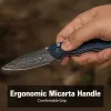 Складной нож, CIVIVI, Triptych C23085B-DS1, дамасская сталь 2.97 дюйма, рукоять Canvas Micarta синяя, замок Button Lock