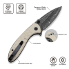 Cuțit pliabil, CIVIVI, Faeger C24031-DS1, lamă Damascus 2.98 inch, mâner G10 ivoire, blocare cu buton