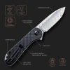 Cuțit pliabil, CIVIVI, Elementum C907DS, lamă damasc, mâner G10 cu fibră de carbon, liner lock Cuțit pliabil, CIVIVI, Elementum C907DS, lamă damasc, mâner G10 cu fibră de carbon, liner lock