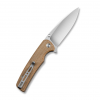 Складной нож, SENCUT, Sachse S21007-3, сталь 9Cr18MoV 88.2мм, рукоять микарта коричневая, замок Button Lock