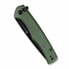 Cuțit pliabil, SENCUT, Crowley S21012-3, lamă D2 3.48 inch, mâner Micarta verde, Button Lock