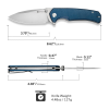 Складной нож, SENCUT, Skarnax S24025-3, сталь 9Cr18MoV 3.79 дюйма, рукоять микарта синяя, лайнер-лок