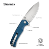 Складной нож, SENCUT, Skarnax S24025-3, сталь 9Cr18MoV 3.79 дюйма, рукоять микарта синяя, лайнер-лок