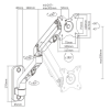 Monitor wall mount arm for 1 monitor up to 27” Gembird MA-WA1-02, Adjustable wall display mounting arm (rotate, tilt, swivel), VESA 75/100, up to 9 kg, black