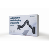 Monitor wall mount arm for 1 monitor up to 27” Gembird MA-WA1-02, Adjustable wall display mounting arm (rotate, tilt, swivel), VESA 75/100, up to 9 kg, black
