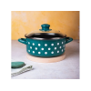 Cratita emailata Green Dots 22 cm, 3.5 l, capac din sticla Cratita emailata Green Dots 22 cm, 3.5 l, capac din sticla
