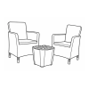 Set mobilier Trenton 3 unitati: masa 39X39X42 cm, 2 fotoli 63X60X85 cm, cappucino Set mobilier Trenton 3 unitati: masa 39X39X42 cm, 2 fotoli 63X60X85 cm, cappucino