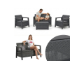 Set mobilier Scandi Linea 4 unitati: masa 51.6X74.7X40 cm, 2 fotoli 70.4X73X77.5 cm, canapea, gri/grafit Set mobilier Scandi Linea 4 unitati: masa 51.6X74.7X40 cm, 2 fotoli 70.4X73X77.5 cm, canapea, gri/grafit