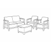 Set mobilier Scandi Linea 4 unitati: masa 51.6X74.7X40 cm, 2 fotoli 70.4X73X77.5 cm, canapea, gri/grafit Set mobilier Scandi Linea 4 unitati: masa 51.6X74.7X40 cm, 2 fotoli 70.4X73X77.5 cm, canapea, gri/grafit