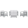 Set mobilier Scandi 8 unitati: masa 52X75X40 cm, 2 fotoli 70X73X77 cm, canapea, gri Set mobilier Scandi 8 unitati: masa 52X75X40 cm, 2 fotoli 70X73X77 cm, canapea, gri