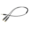 Audio Adaptor Cablexpert CCA-417M, 3.5mm 4-pin (M) - 2x 3.5mm 3-pin (F), 0,2m, Negru