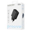 Incarcator Proove, Silicone Power 45W, USB+Type-C, (fara cablu), Black Incarcator Proove, Silicone Power 45W, USB+Type-C, (fara cablu), Black